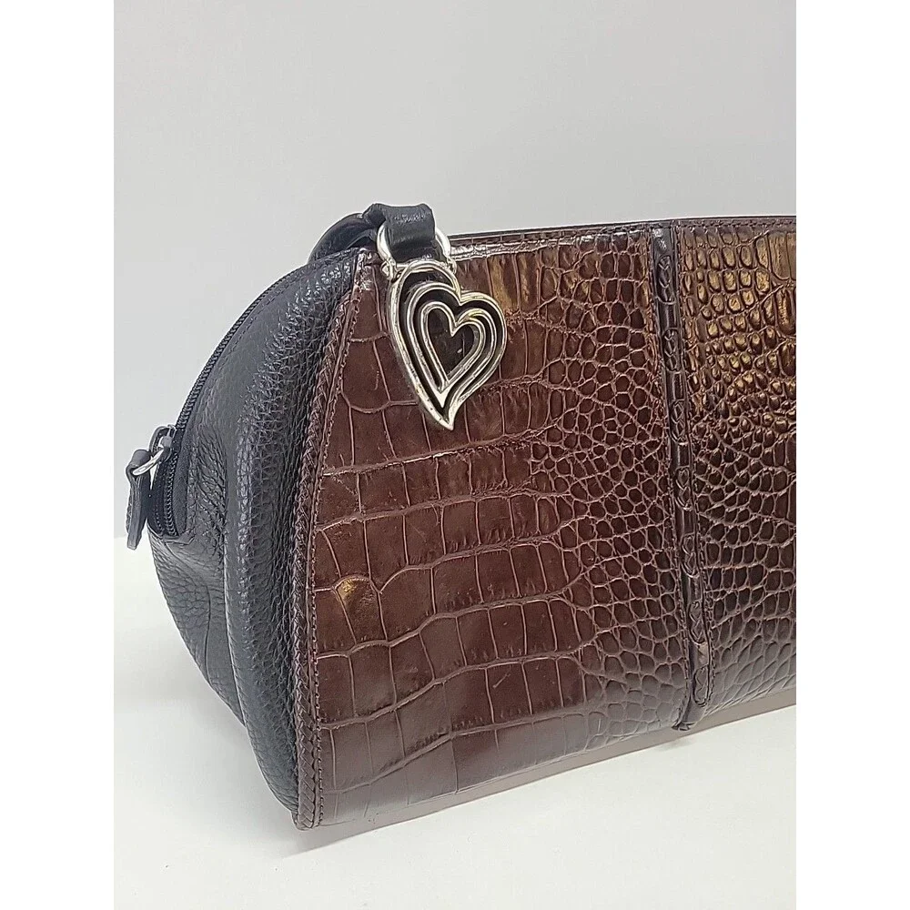 Brighton Shoulder Bag‎ Womens Brown Black Pewter Aligator Leather